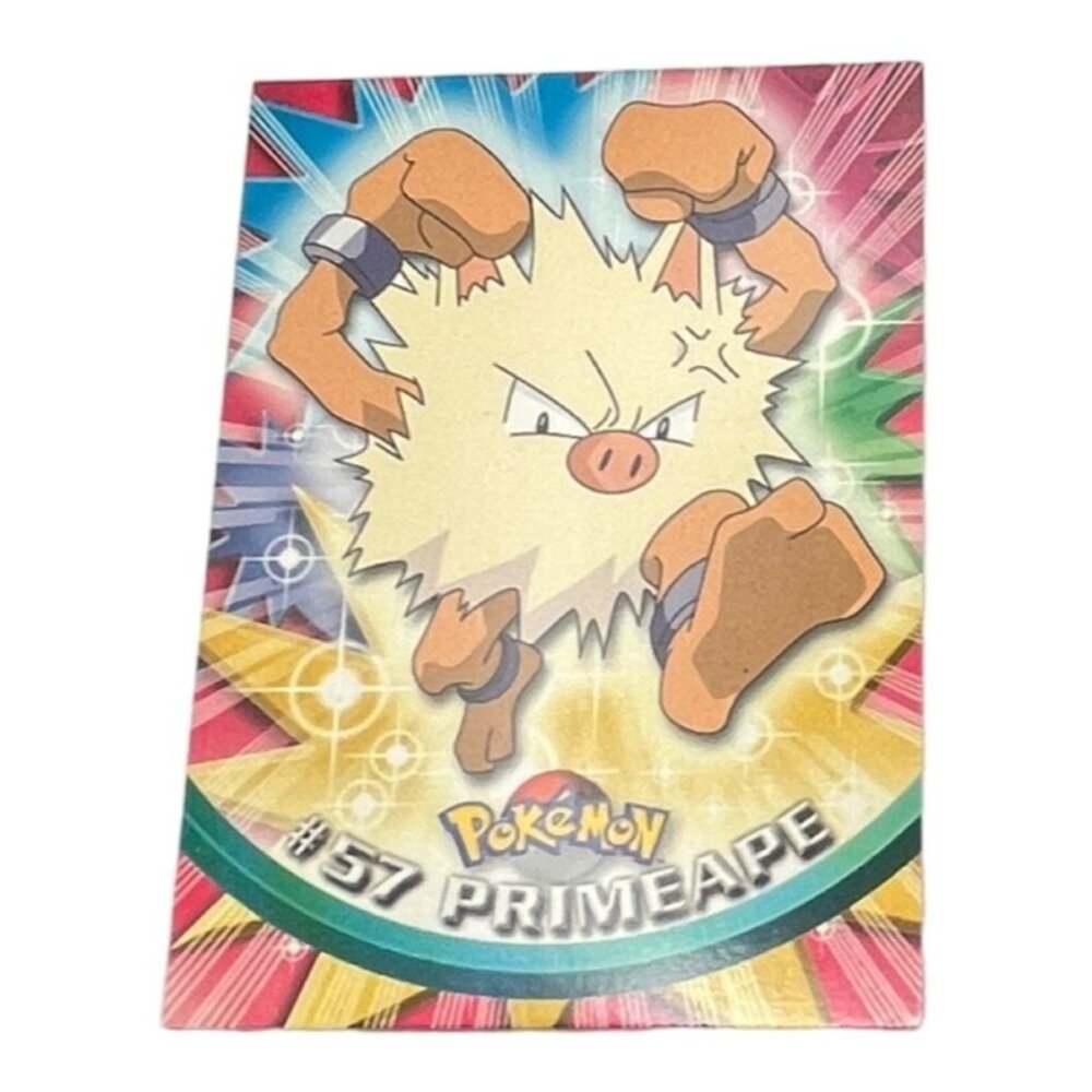 Primeape Pokemon Card Topps #57 TV Animation Edition Series Green Logo